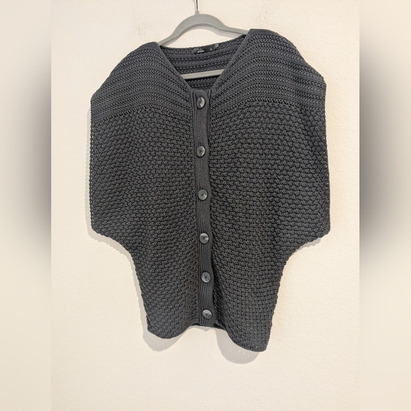 Prana Grey Chunky Knit 100% Organic Cotton Button-Up Estee Sweater Vest Layering - Picture 4 of 9